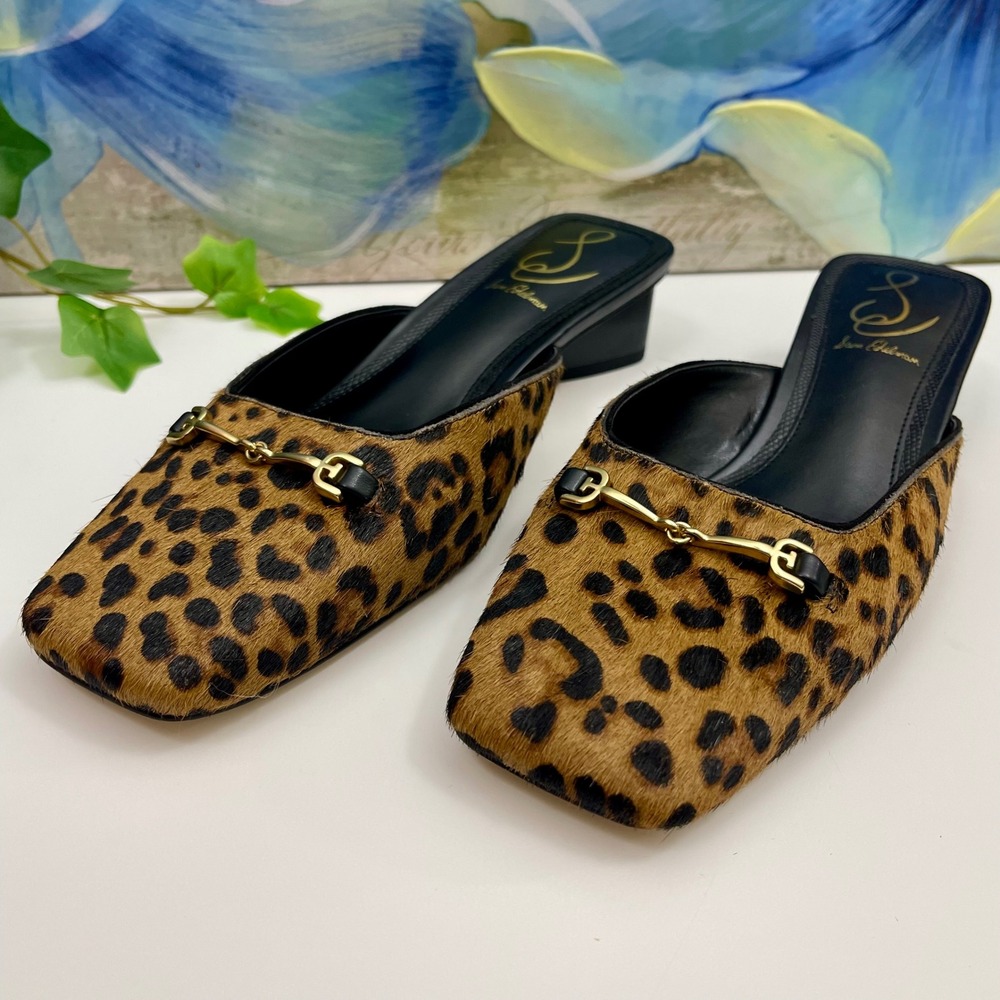 New Sam EdelmanWomen's Ollie Square Toe Mule In Tan Leopard Print Size 6.5 - Picture 8 of 12